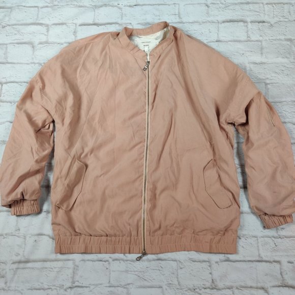 KHND Studio Other - KHND Studio mens double zip ruched sleeve back bomber jacket peachy tan sz XL